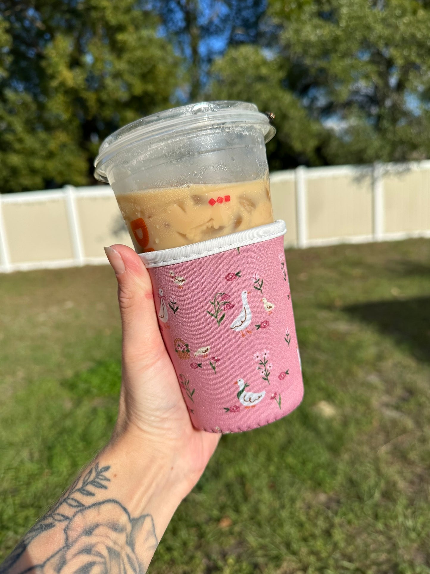 Small Cottage Geese Cup Coozie