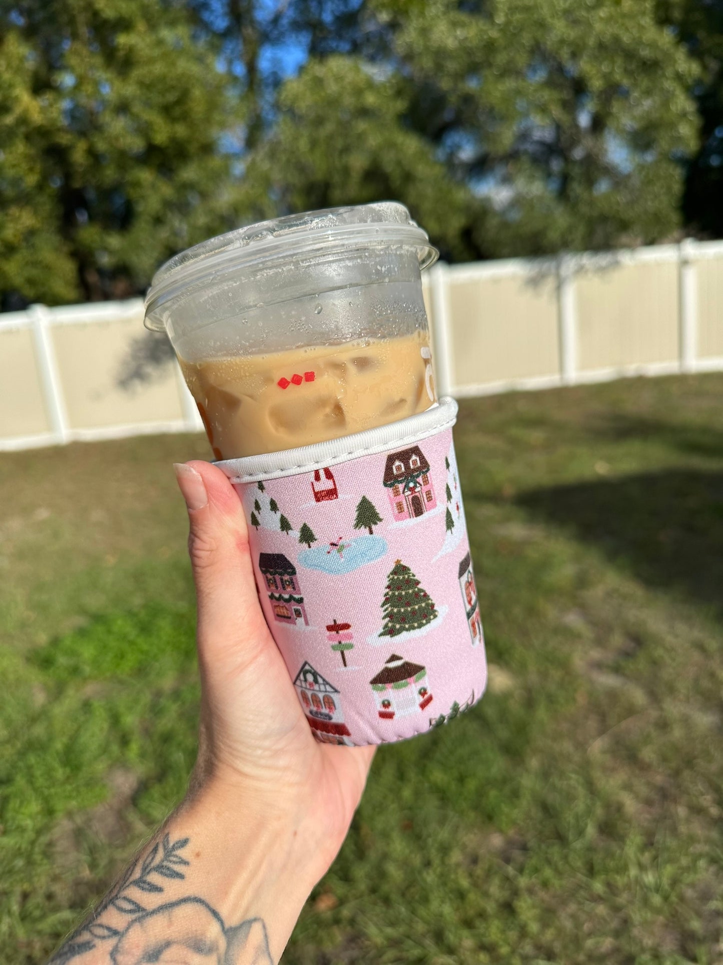 Small Christmas Village Cup Coozie