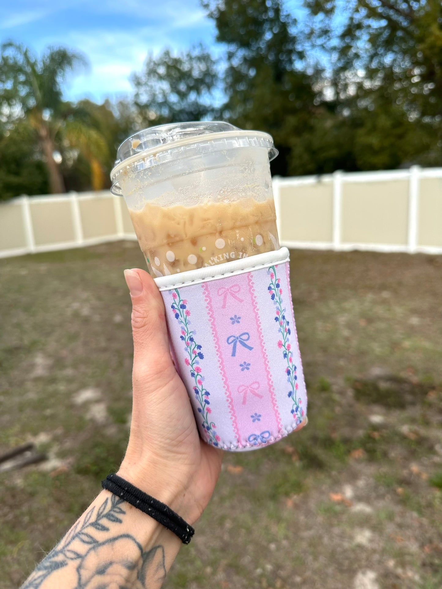 Small Pink and Blue Bow Cup Coozie