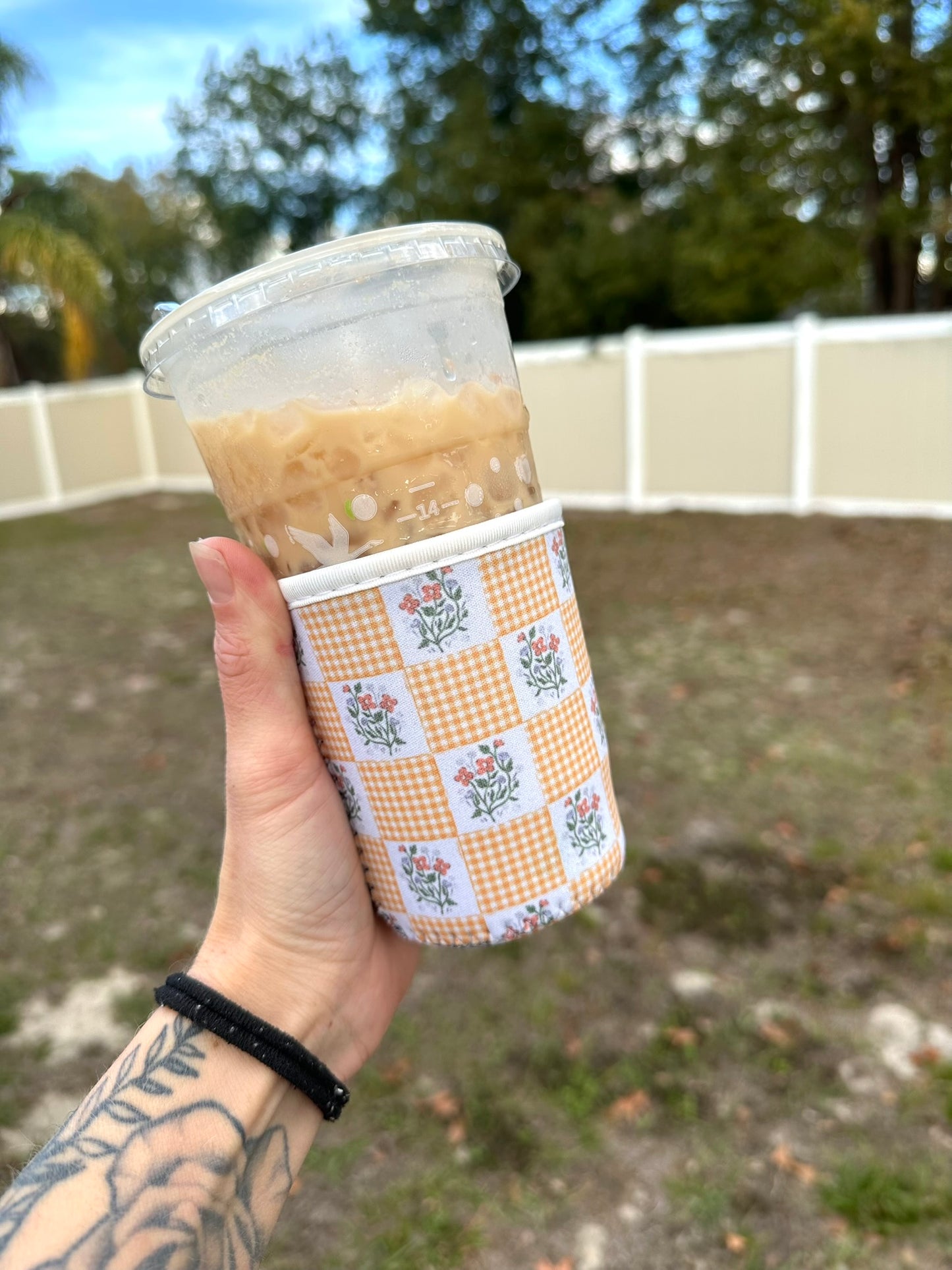 Small Yellow Patchwork Cup Coozie