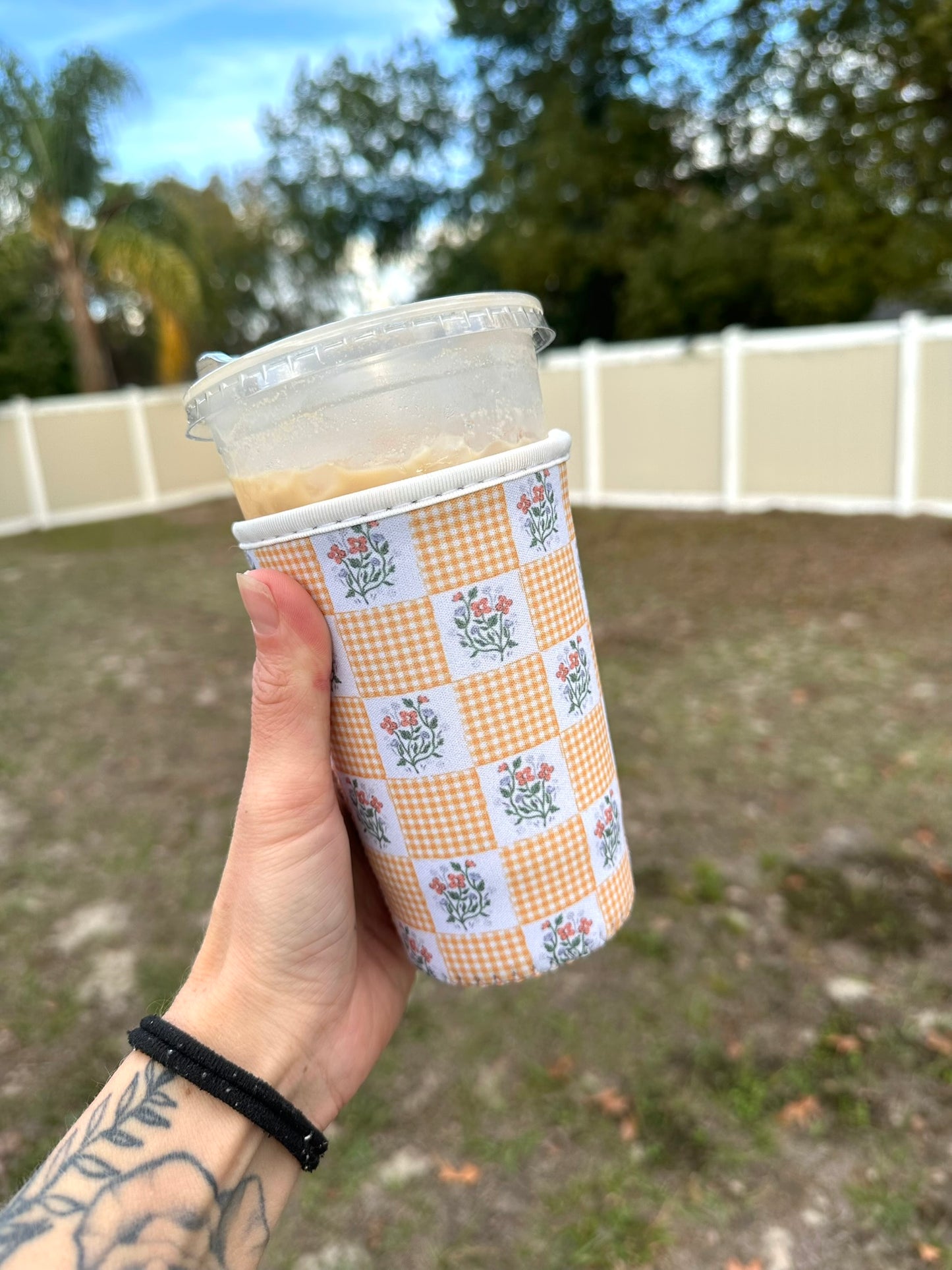 Medium Yellow Patchwork Cup Coozie