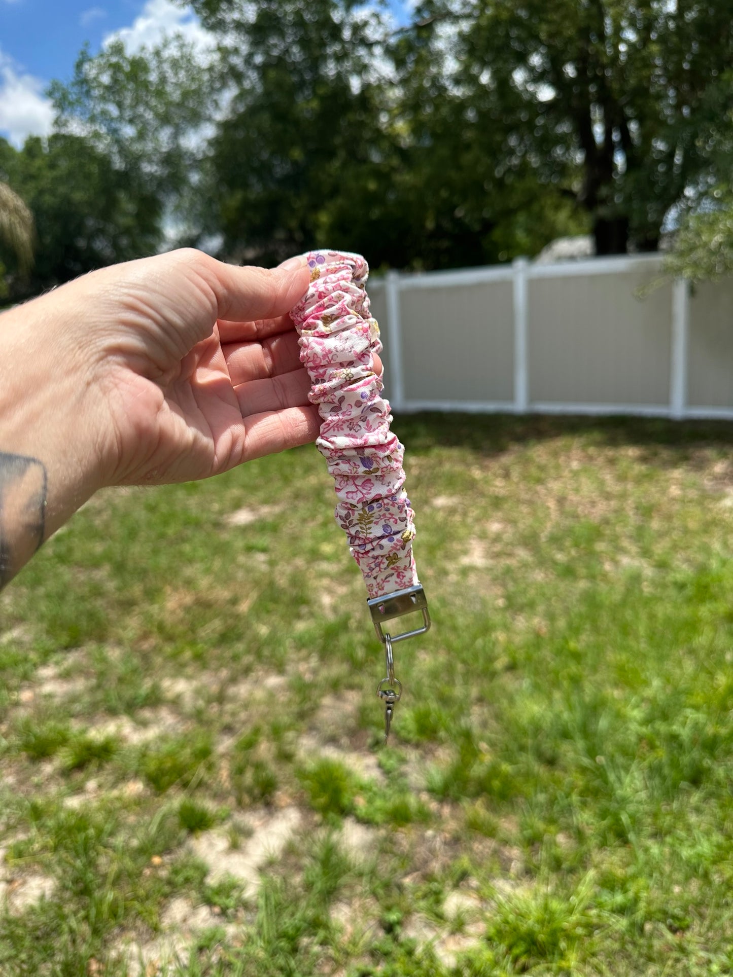 Pink Wildflower Scrunchie Wristlet