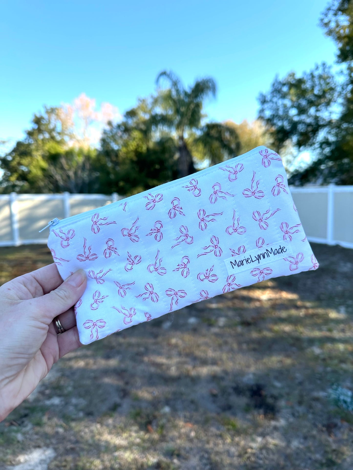 Pink Bow Small Zipper Pouch