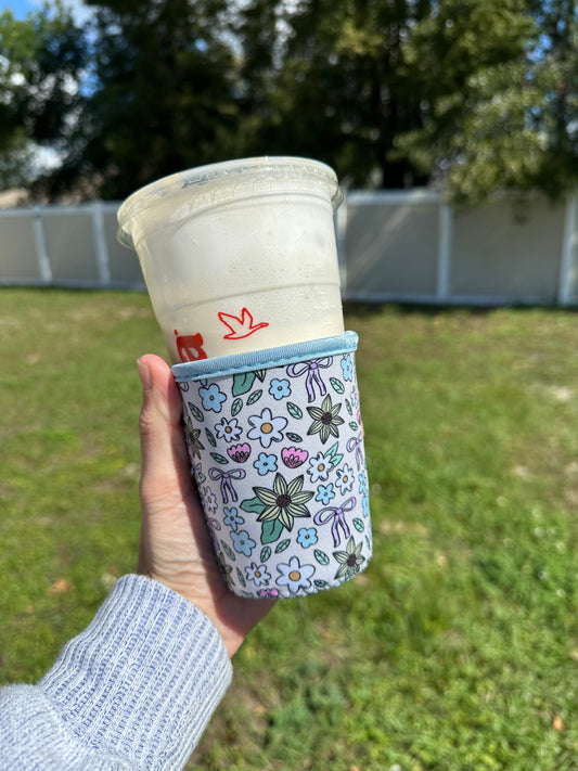 Small Floral Bows Cup Coozie