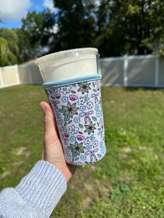 Medium Floral Bows Cup Coozie
