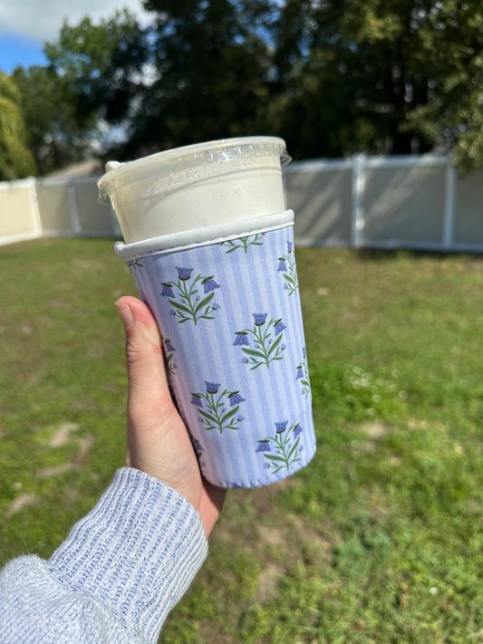 Medium Blue Floral Cup Coozie