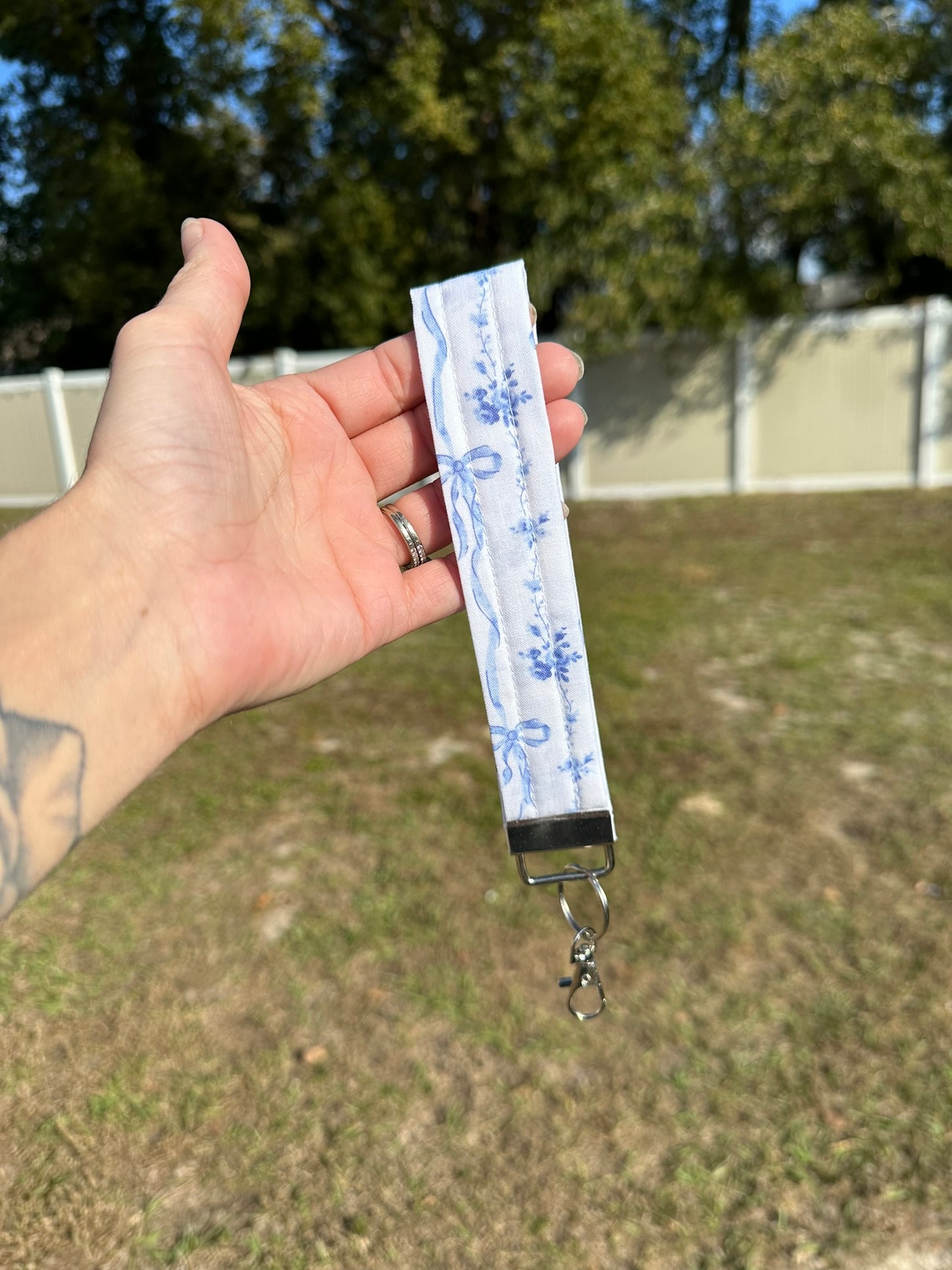 Blue Ribbon Bows Wristlet