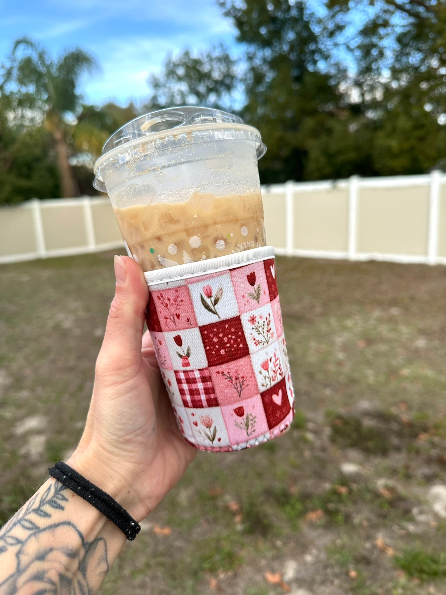 Small Red Patchwork Cup Coozie