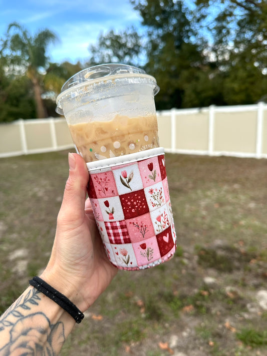 Small Red Patchwork Cup Coozie