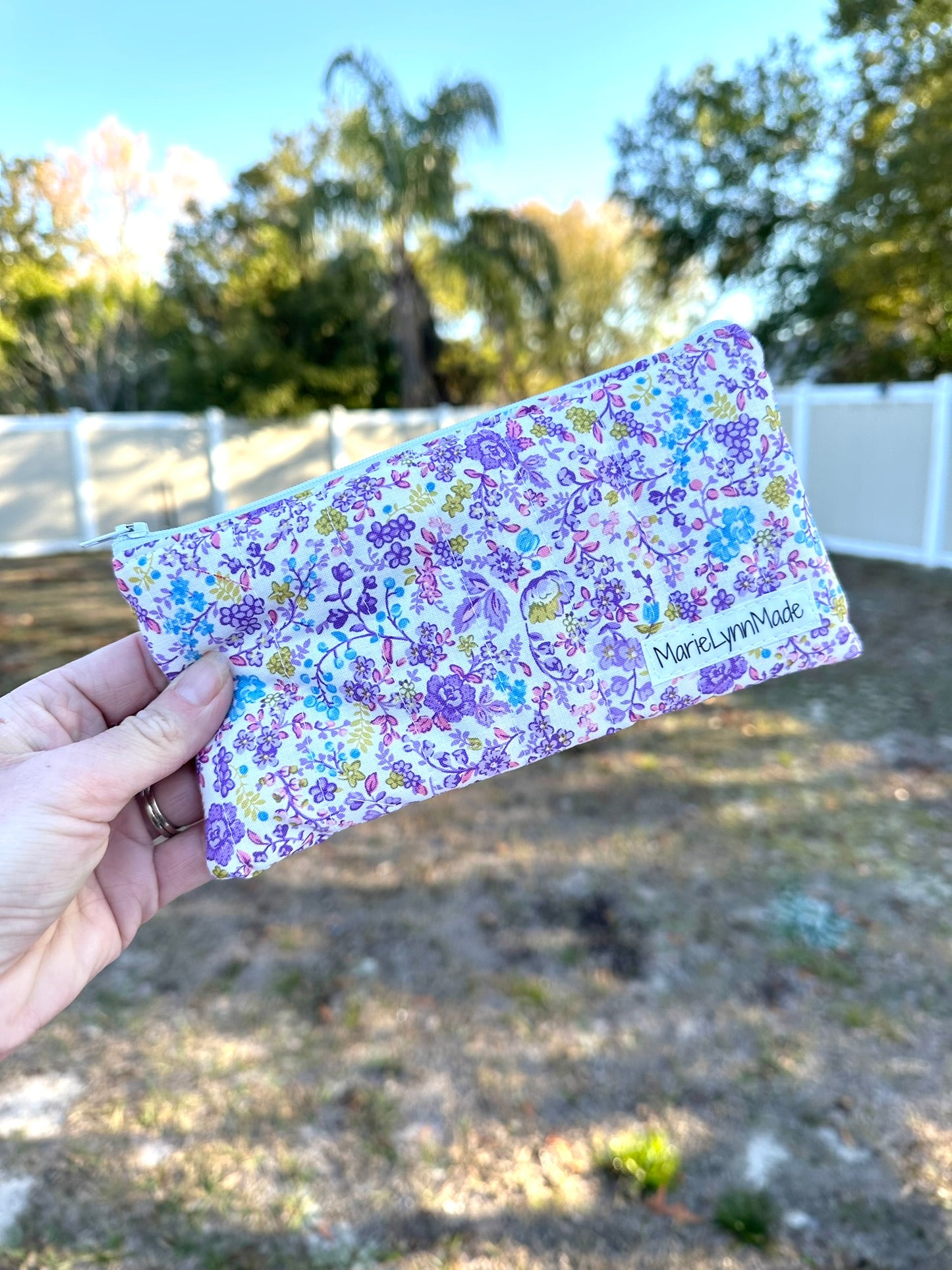 Purple Wildflower Small Zipper Pouch
