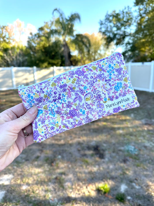 Purple Wildflower Small Zipper Pouch