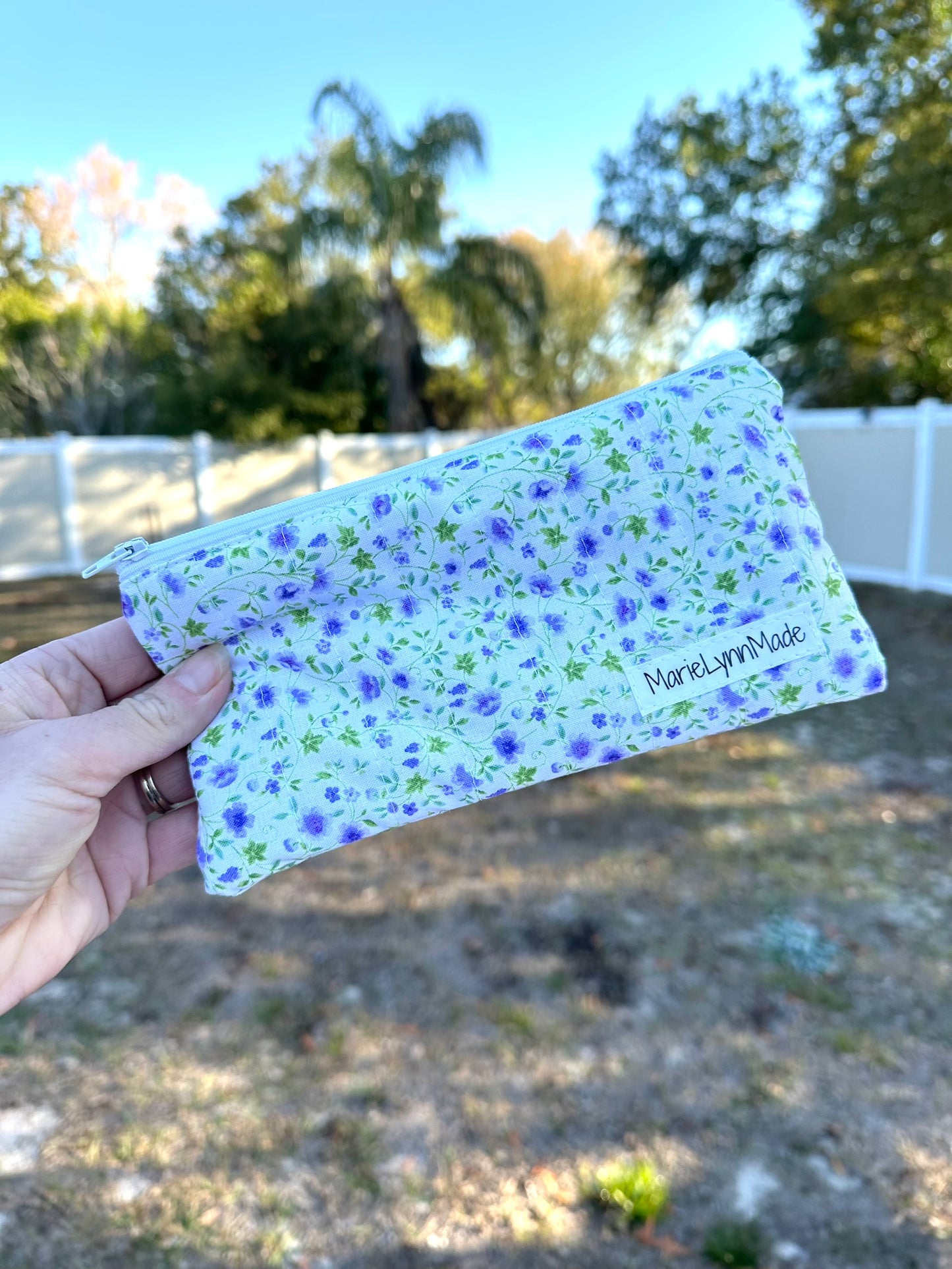Violet Fields Small Zipper Pouch