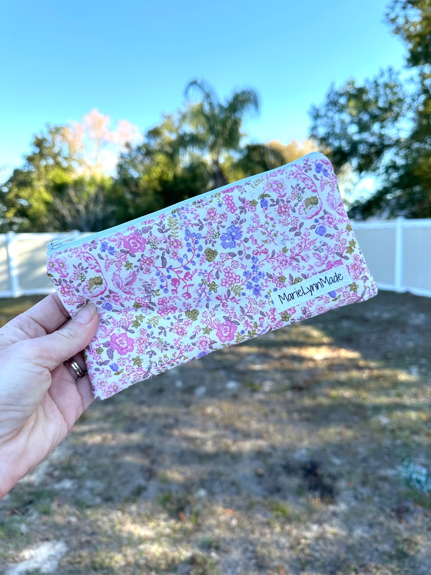 Pink Wildflower Small Zipper Pouch