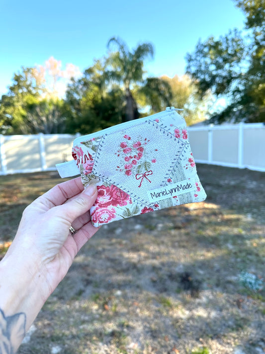 Rose Patchwork Keychain Wallet