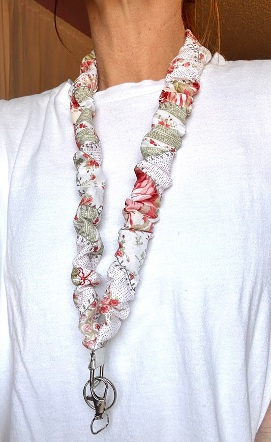 Rose Patchwork Scrunchie Lanyard