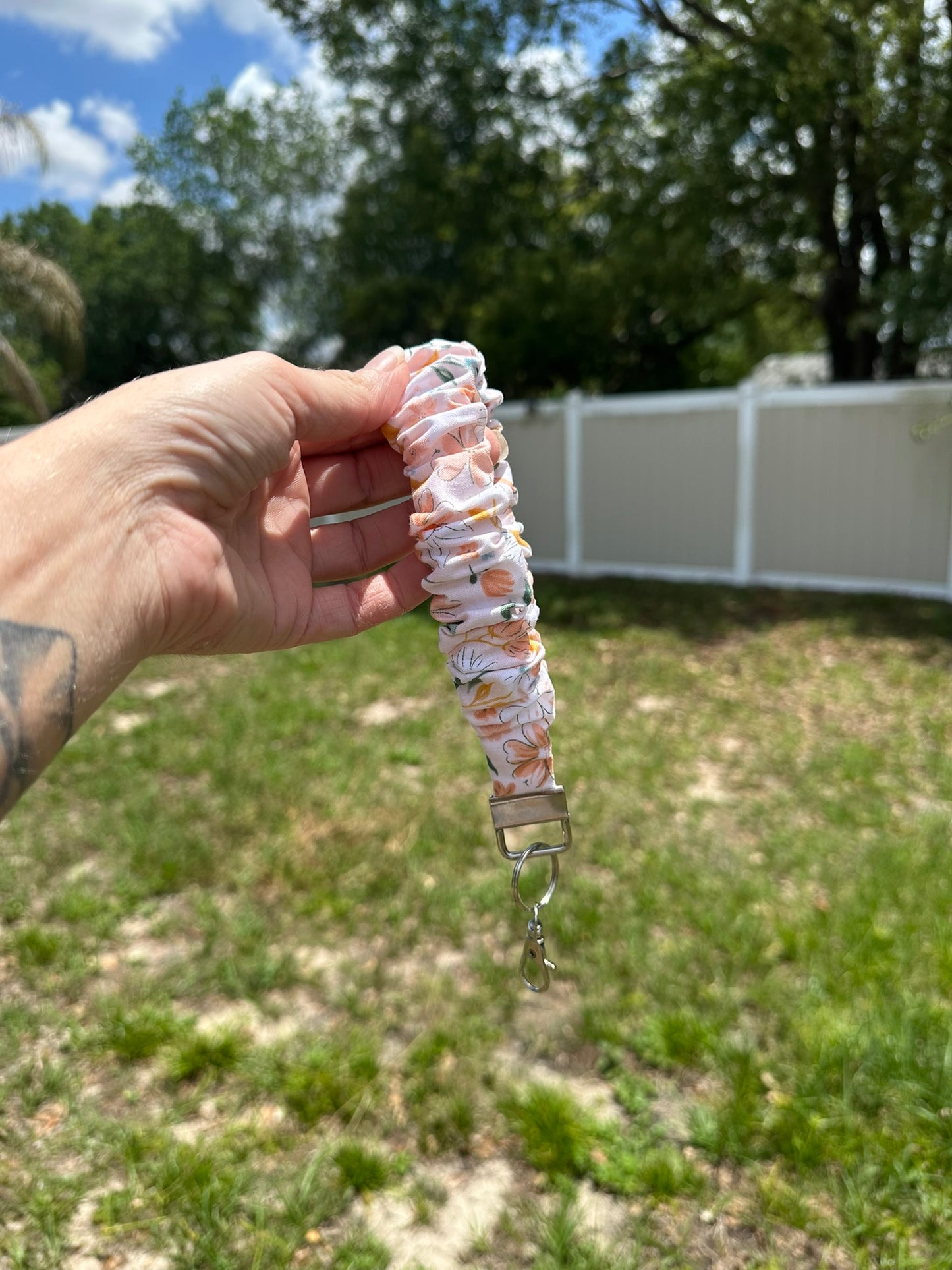 Bright Floral Scrunchie Wristlet