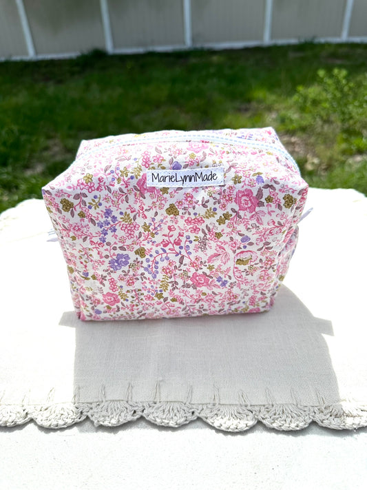 Pink Wildflower Essentials Pouch